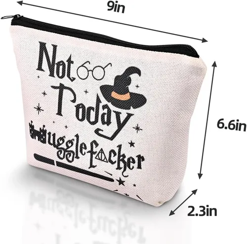Vista 4 de Magic Wizard - Bolsa de maquillaje divertida con texto en inglés "Not Today", regalo para niñas, hermanas y mujeres