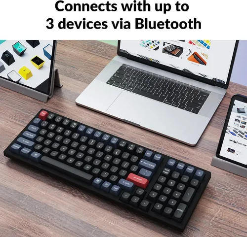 Vista 4 de Keychron Teclado mecánico personalizado K4 Pro con interruptor marrón K Pro intercambiable en caliente, QMK/VIA Macro programable Bluetooth