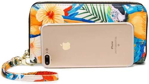 Vista 139 de Cartera de mano para mujer, estilo bohemio, con RFID, elegante, espaciosa con correa para viajes, capacidad para tarjetas, teléfono, dinero