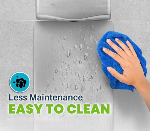 Vista 4 de Alpine - Protector de pared para secador de manos de acero inoxidable para baño, cocina y oficina con adhesivo 3M resistente, fácil de limpiar