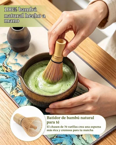 Vista 5 de Juego de batidor de matcha, juego de regalo completo de 7 piezas