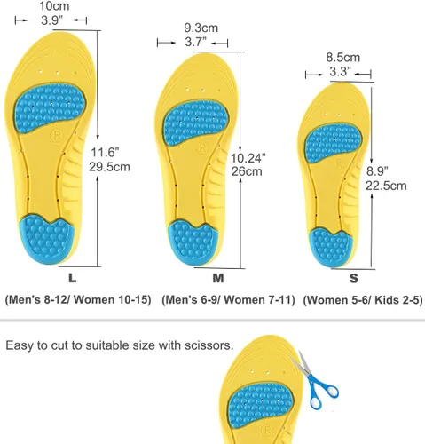 Vista 7 de Plantillas de espuma viscoelástica para hombres y mujeres, niños, que proporcionan soporte de arco, amortiguación y absorción de golpes, alivia