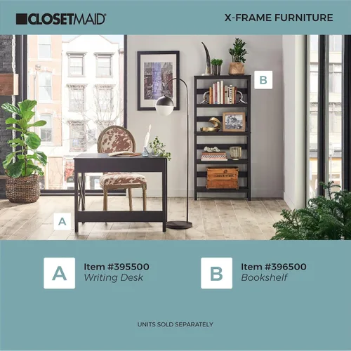 Vista 8 de ClosetMaid 3955 X-Frame Design Escritorio o consola con cajones, madera de nogal negro