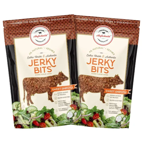 Vista 8 de Aufschnitt Jerky Bits - Bocadillos saludables hechos de carne de res y pollo, con alto contenido de proteínas, kosher y apto para dieta cetogénica
