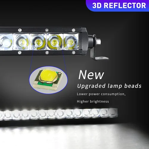 Vista 4 de Willpower Barra de luz LED de 19 pulgadas, 90 W, de una sola fila, foco delgado, luces LED todoterreno, luces de trabajo antiniebla para camiones