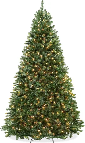Vista 9 de Casafield - Árbol de Navidad artificial de verde pino realista, de 6.5 pies con luces y soporte de metal resistente