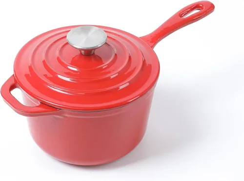 Vista 8 de HAWOK Mini cacerola de hierro fundido de 1 cuarto de galón, 5.5 pulgadas con tapa, pre-sazonada