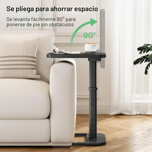 Vista 6 de Kitstorack - Bandeja/mesa de TV, altura ajustable y esquinas metálicas redondeadas, mesa para aperitivos para sofá, cama, silla, sala de estar, mesa