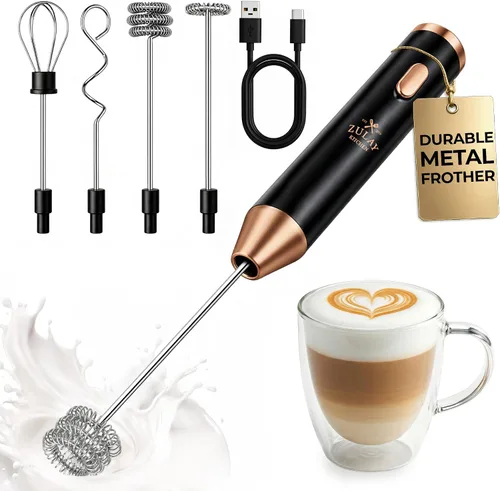 Vista 40 de Zulay Milk Boss Espumador de leche potente manual, hace espuma para latte, batidor para mezclar bebidas, café, miniespumador para capuchino, frappé