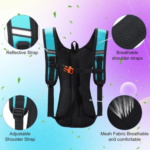 Vista 5 de Chunful Paquete de 6 mochilas de hidratación para correr, paquetes de hidratación para festivales, mochila de agua ligera con vejiga de agua de 2L