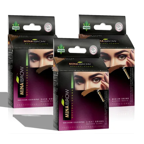 Vista 24 de Polvo de tinte para cejas natural marrón medio de MinaiBrow Kit de tinte instantáneo a prueba de manchas con cepillo doble biselado Marrón medio +