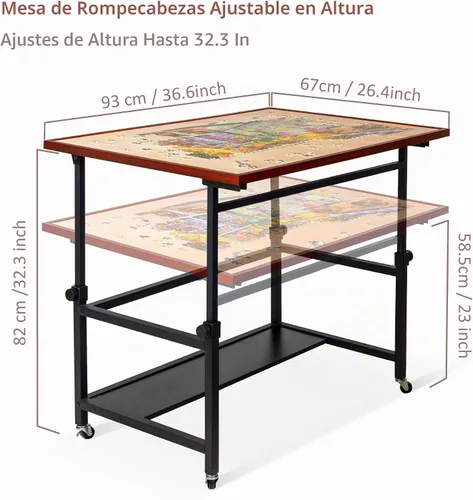 Vista 3 de Lavievert Mesa de rompecabezas basculante de 1500 piezas con patas, caballete de rompecabezas ajustable en ángulo y altura con cubierta