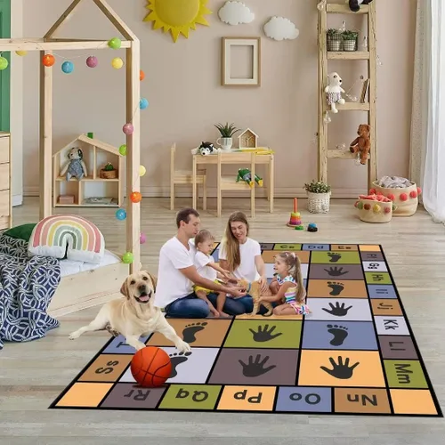 Vista 2 de Hopscotch - Alfombras de juego para niños, alfombra educativa del alfabeto ABC, sala de juegos, dormitorio, sala de estar, decoración de aprendizaje