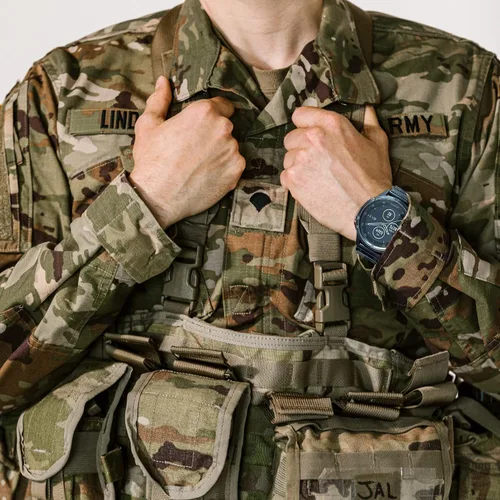 Vista 6 de Compatible con Garmin, Correa de reloj, Correa de nailon súper resistente de camuflaje con diseño de bucle tejido