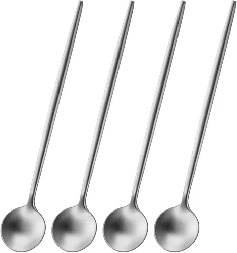 Vista 14 de 5.1 Pulgadas Cuchara de Té Satinada Negra SS18/10, Juego de 4 Mini Cucharas de Café de Acero Inoxidable, Cuchara de Té Pequeña, Cucharas Demitasse