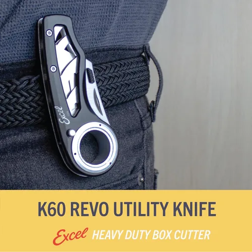Vista 4 de Excel Blade Revo – Cúter plegable con mango, seguro y clip