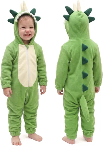 Vista 10 de ALVA Disfraces de animales para bebé con capucha, traje de mameluco Pequeño dragón volador-verde