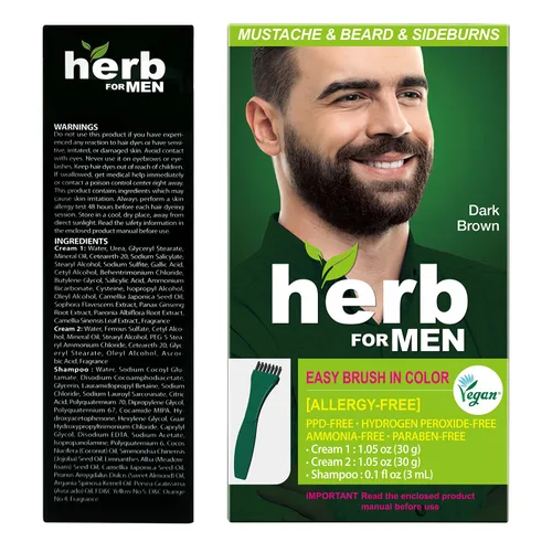 Vista 8 de Tinte para bigote y barba para hombre (marrón oscuro, 1 unidad)