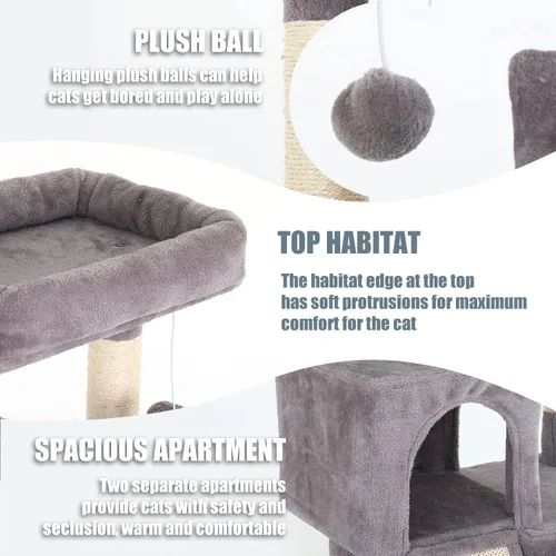 Vista 5 de Árbol para gatos de interior, torre para gatos de 36 pulgadas, condominio de varios niveles para gatos con sisal, tabla de rascar, bola colgante