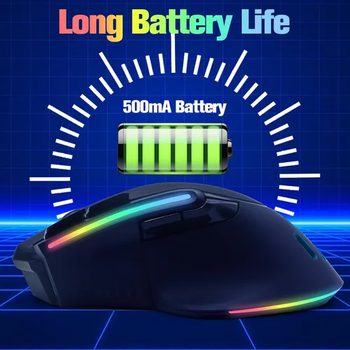 Vista 7 de VEGCOO Wireless Gaming Mouse, Slient Gaming Mouse with Double Click & Back to Desktop Key, Rechargeable RGB Gamer Mouse with Side Buttons
