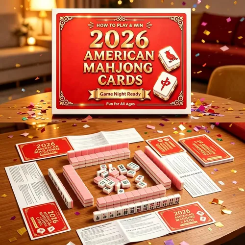 Vista 5 de Mahjong Cards 2026-Paquete de 4 tarjetas Mahjong americanas