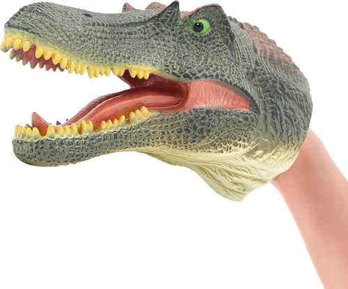 Vista 15 de Gemini&Genius Juguetes de dinosaurio Tyrannosaurus Rex marionetas de mano grandes de goma suave T-Rex cabeza de mano marioneta de mano juguetes
