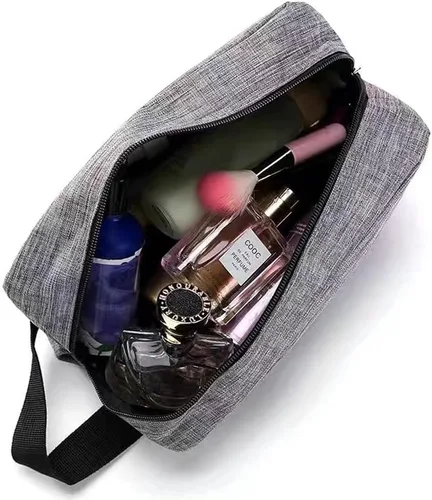 Vista 4 de Trawila Neceser de viaje para mujeres y hombres, organizador de maquillaje para cosméticos, artículos de tocador, herramientas de cepillos, Negro