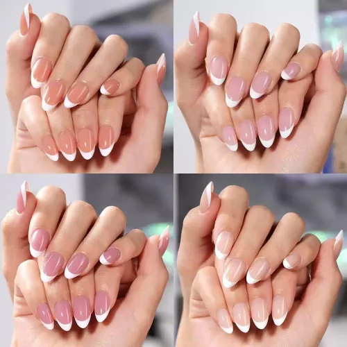 Vista 6 de Calcomanías de uñas con punta francesa para arte de uñas, tira de manicura francesa, 24 hojas 24 hojas de punta francesa