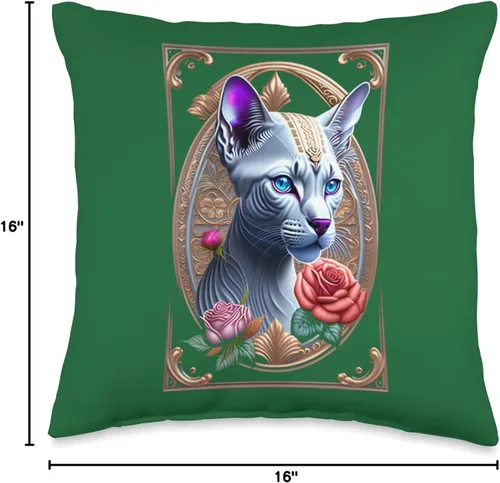 Vista 4 de Pet and Animal Lover Gifts, Sphynx Cat Ornate Sphynx, almohada de gato esfinge, 16 x 16, multicolor