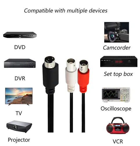 Vista 5 de S-Video - Cable divisor de 4 pines a BNC, mini DIN de 4 pines S-Video macho a doble BNC hembra conector divisor en Y (9.8 in/10 pulgadas)