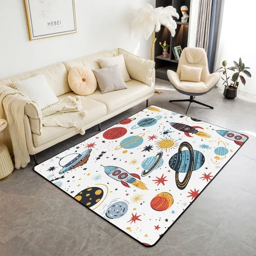 Vista 8 de Erosebridal Alfombra geométrica negra y blanca de 3 x 5 pies, patrón geométrico cuadrado a cuadros, alfombra decorativa para niños, niñas