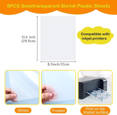 Vista 3 de Auihiay Hojas de plástico termorretráctil imprimibles, papel termorretráctil, arte termorretráctil para niños DIY llaveros de foto termorretráctil