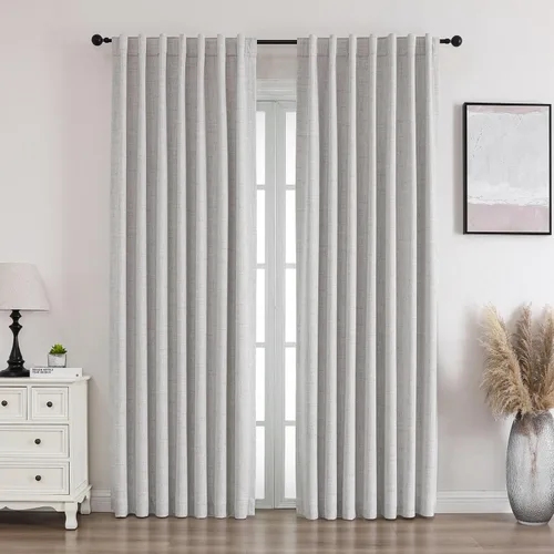 Vista 9 de Flyfun Cortinas opacas de 63 pulgadas de largo, juego de 2 paneles, cortinas con aislamiento térmico para sala de estar/dormitorio, bolsillo
