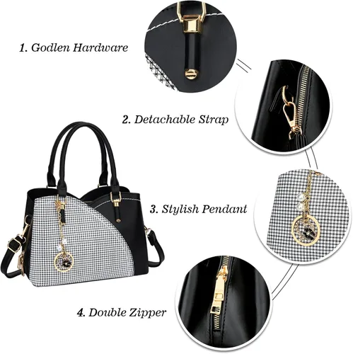 Vista 4 de KKXIU Monederos y bolsos de mano con triple compartimento para mujer, bolso de mano con asa superior