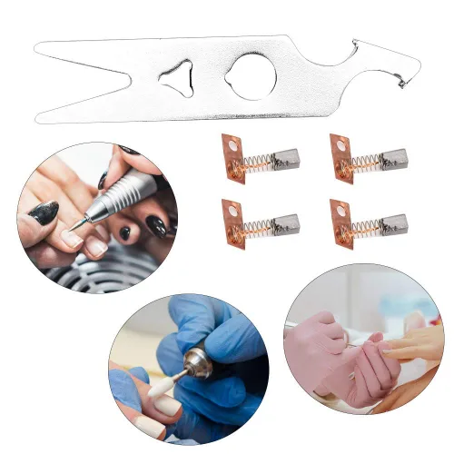Vista 4 de Juego de 2 pares de llaves de cepillo de carbono, accesorios de pieza de repuesto para taladro de uñas, incluye cepillo de carbono y llave