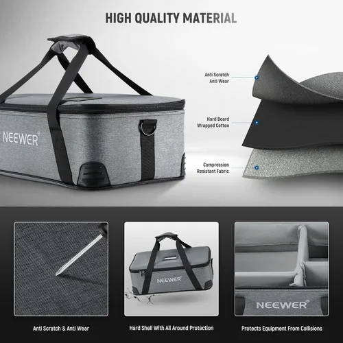 Vista 4 de NEEWER Bolsa de transporte con espuma movible acolchada para Studio Light Q300 Vision 4 ML300 CB60B RGB CB60 MS60B MS60C MS150B, bolsa de transporte