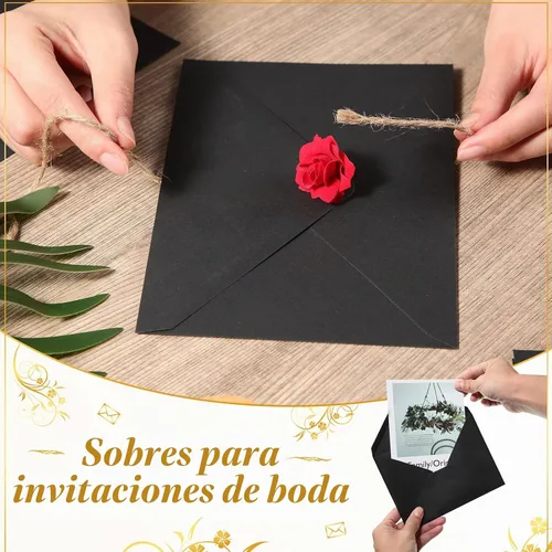 Vista 7 de Teling Paquete de 200 sobres negros de 5 x 7 pulgadas para invitación