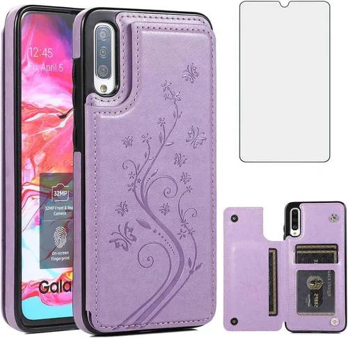 Vista 8 de Funda de teléfono para Samsung Galaxy A70 A70S con protector de pantalla de vidrio templado y tarjetero con soporte para tarjetero, soporte
