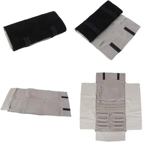 Vista 5 de rosenice Bolsa de rollo de joyería, organizador de joyas de viaje para aretes, collar y anillo