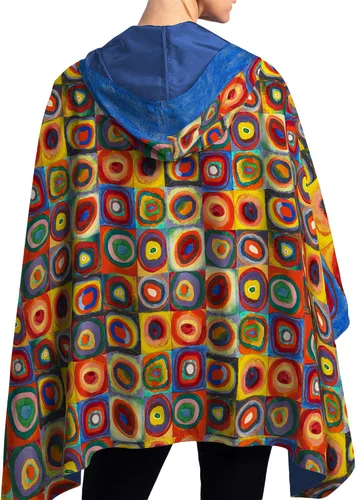 Vista 8 de RainCaper Cherry Blossoms Poncho de lluvia para mujer con capucha reversible Flores de cerezo