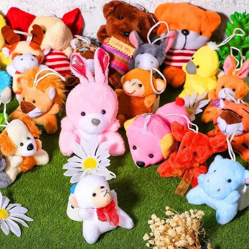 Vista 4 de Skylety Juego de 50 mini animales de peluche a granel, lindos animales de peluche, selva de safari, pequeño, decoración de llavero de peluche