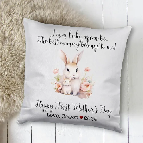 Vista 2 de Generic Bunny Mothers Day, First Mother's Day Custom Pillowcase, Personalized Mother's Day Pillowcase, Gift for Mom, Home Decor, Square