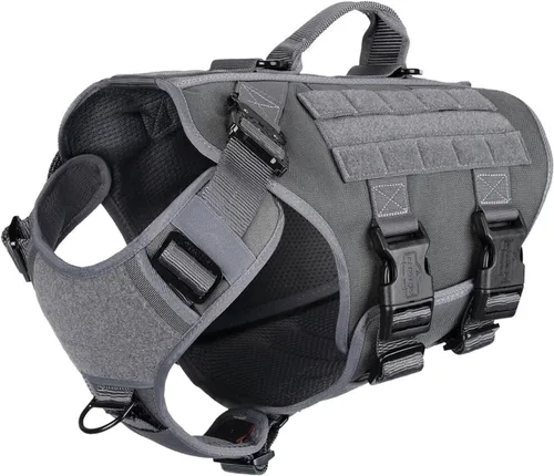 Vista 9 de ICEFANG GN3 Arnés táctico para perro con hebilla 6X, chaleco Molle para perro con asa, cobertura corporal 3/4, panel de gancho y bucle para parche