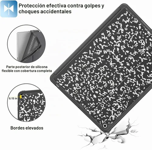 Vista 5 de Funda para iPad de 9ª/8ª/7ª Generación 10.2 pulgadas (Modelo 2021/2020/2019) con Soporte para Lápiz, Funda Folio Premium con Soporte con Auto