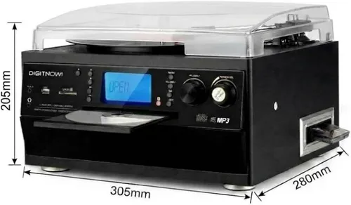 Vista 8 de FEKTIK Tocadiscos Bluetooth 10 en 1 con altavoz incorporado, reproductor de discos de vinilo, casete de CD y radio FM, AUX en USB grabación MP3 Negro