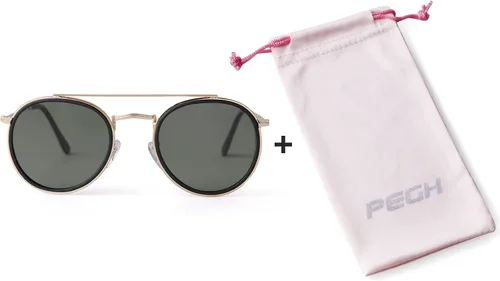 Vista 7 de PEGH Gafas de sol polarizadas redondas retro UV400 con doble puente circular PH2227