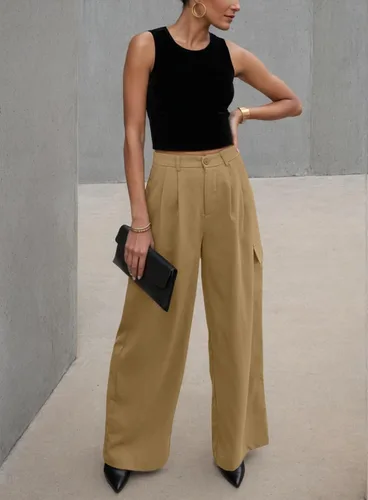 Vista 3 de Dokotoo Womens High Waisted Wide Leg Cargo Pants Baggy Casual Work Pants with 4 Pockets