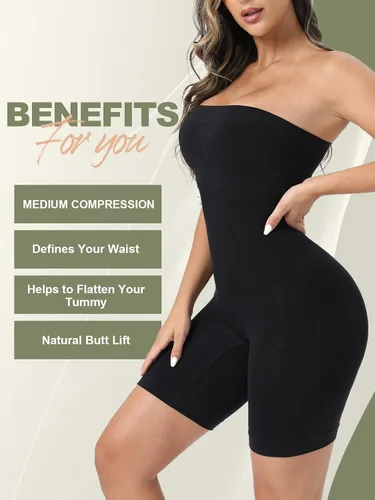 Vista 3 de Faja moldeadora sin tirantes, levantador de glúteos, mediados de muslo, moldeador de cuerpo para mujeres, debajo del vestido, control de abdomen