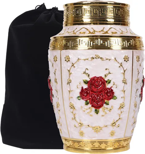 Vista 11 de Urna para cenizas humanas mujer adulta - Urna de cremación con flor de rosa para mamá - Urna funeraria para mujeres hecha de aleación de zinc