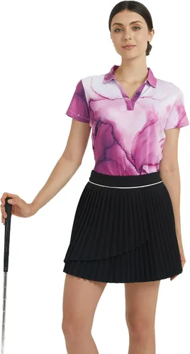 Vista 4 de Camisa de golf para mujer, polo de golf de secado rápido que absorbe la humedad para mujer